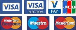 Vásárlás során online bankkártyás fizetési mód is választható, az alábbi kártyatípusokkal. Elfogadott bankkártyatípusok